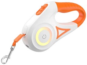 Rojeco Dog Automatic Leash LED 5 m (white and orange)