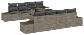 vidaXL Σετ κήπου 7 τεμαχίων  με μαξιλάρια Γκρι Πολυ Ρατάν