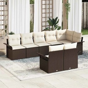 vidaXL Σετ Καναπέ Κήπου με μαξιλάρι 8 pcs Καφέ Πολυ ράταν