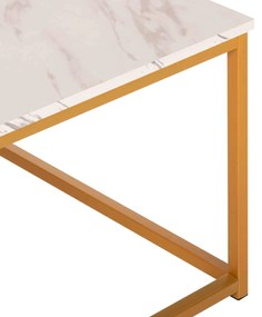 ΤΡΑΠΕΖΙ ΣΑΛΟΝΙΟΥ BRAYLEN HM8942.11 ΜΕΛΑΜΙΝΗ ΛΕΥΚΟ ΜΑΡΜΑΡΟ-ΧΡΥΣΗ ΒΑΣΗ 75x75x43,5Υεκ.