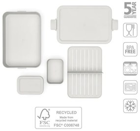 Κουτί τροφίμων Brabantia Make&Take 1006292, 2 l, Με διαχωριστικά, Στεγανό κλείσιμο, Χωρίς BPA, Ανοιχτό γκρι