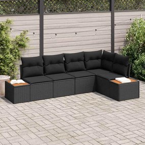 vidaXL Σετ Καναπέ Κήπου με μαξιλάρι 5 pcs Μαύρο Πολυ ράταν