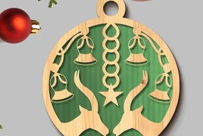 Σετ των 2 Intra απο ξύλο plywood 3mm-4mm πάχος Χριστουγεννιάτικη μπάλα 3D Design Δίασταση 15x15 cm INTRAFABR-73432250