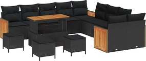 vidaXL Σετ Καναπέ Κήπου με μαξιλάρι 14 pcs Μαύρο