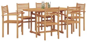vidaXL Σέτ φαγητού για κήπο 7 pcs Καστανό Μασίφ ξύλο teak