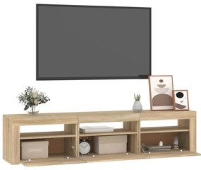 vidaXL Έπιπλο Τηλεόρασης με LED Sonoma Δρυς 180x35x40 εκ.