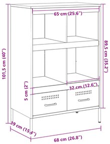 Ντουλάπι Μαύρο 68 x 39 x 101,5 εκ. από Χάλυβα - Μαύρο