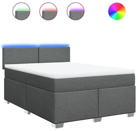 vidaXL Κρεβάτι Boxspring με Στρώμα Σκούρο Γκρι 160x200 εκ Υφασμάτινο