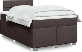 vidaXL Κρεβάτι Boxspring με Στρώμα Σκούρο Καφέ 120x200 εκ. Υφασμάτινο