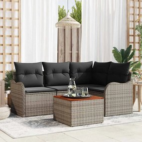 vidaXL Σετ Καναπέ Κήπου 5 pcs Γκρι Πολυ ράταν