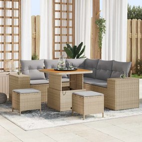 vidaXL Σετ Καναπέ Κήπου 8 pcs Μπεζ συνθετικό ρατάν