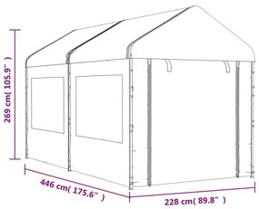 Κιόσκι με Τέντα Λευκό 4,46 x 2,28 x 2,69 μ. από Πολυαιθυλένιο - Λευκό