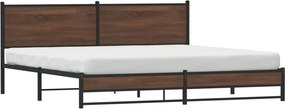 vidaXL Σκελετός Κρεβ. Χωρίς Στρώμα Καφέ Δρυς 193x203 εκ. Μεταλλικό