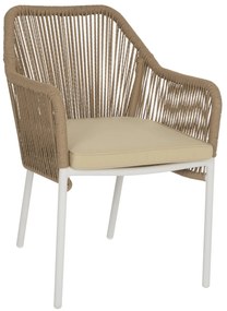 ΠΟΛΥΘΡΟΝΑ ΑΛΟΥΜΙΝΙΟΥ LOKKI HM5855.01 ΛΕΥΚΟ ΜΕ ΣΧΟΙΝΙ WICKER PE ΜΠΕΖ 56x66x82Υ εκ.