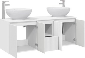 vidaXL Σετ Ντουλαπιών Μπάνιου 3 τμχ. Λευκό 129 x 44,5 x 80 cm