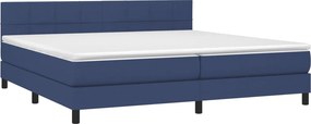 vidaXL Κρεβάτι Boxspring με Στρώμα &amp; LED Μπλε 200x200 εκ. Υφασμάτινο