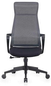 BF2990  Πολυθρόνα Γραφείου Διευθυντή, Mesh Γκρι, Ύφασμα Μαύρο