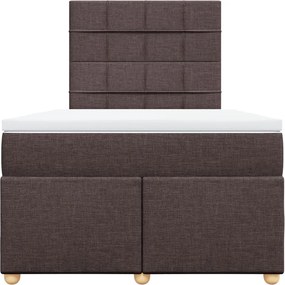 vidaXL Κρεβάτι Boxspring με Στρώμα Σκούρο Καφέ 120x190 εκ Υφασμάτινο