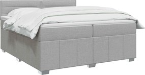 vidaXL Κρεβάτι box spring με στρώμα Ανοιχτό γκρι 200 x 200 cm Ύφασμα