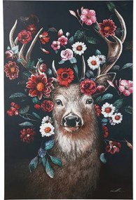 Πίνακας Deer in Flower Μαύρος/Πολύχρωμος 90x3.7x140 εκ.