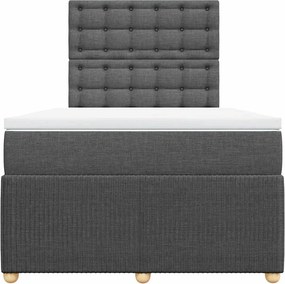 vidaXL Κρεβάτι Boxspring με Στρώμα Σκούρο Γκρι 120x190 εκ Υφασμάτινο