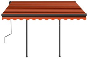 Τέντα Συρόμενη Αυτόματη με Στύλους Πορτοκαλί / Καφέ 3 x 2,5 μ. - Πολύχρωμο