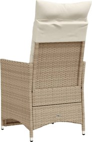 vidaXL Πολυθρόνα Κήπου Ανακλινόμενη Μπεζ Συνθετικό Ρατάν + Μαξιλάρια