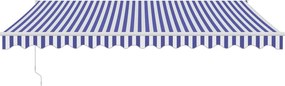 vidaXL Τέντα Πτυσσόμενη Αυτόματη Μπλε και Λευκή 4,5 x 3 μ.