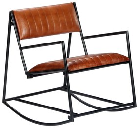 vidaXL 282903  Rocking Chair Brown Real Leather