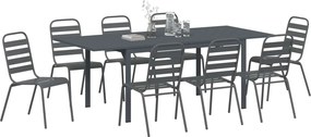 vidaXL Σέτ φαγητού για κήπο 9 pcs Ανθρακί Ατσάλι με Πούδρα