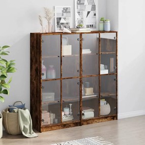 vidaXL Βιβλιοθήκη με Πόρτες Καπνιστή Δρυς 136x37x142 εκ. Επεξ. Ξύλο