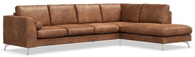 Γωνιακός Καναπές Seattle 178, Καφέ, Ασημί, 325x213x88cm, Πόδια: Μέταλλο | Epipla1.gr