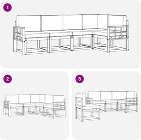 vidaXL Σειρά Καναπέ Εξωτερικού με μαξιλάρι 5 pcs Λευκό και Μπεζ