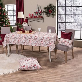 Τραπεζομάντηλο Χριστουγεννιάτικο Bremen Beige-Red Teoran 135X220