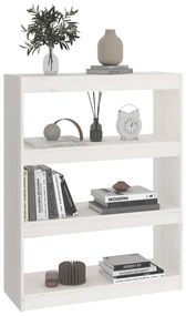 vidaXL Βιβλιοθήκη/Διαχωριστικό Χώρου Λευκή 80x30x103,5 εκ. Μασίφ Πεύκο