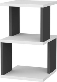 Κομοδίνο Λευκό / Ανθρακί CLOZAN 29.6x29.6x49.4