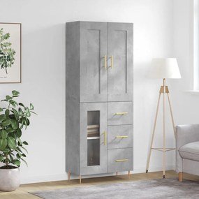 vidaXL Ντουλάπι Γκρι Σκυροδέματος 69,5x34x180 εκ. Επεξεργασμένο Ξύλο