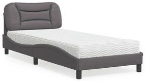 Κρεβάτι με Στρώμα Γκρι 80 x 200 εκ. Συνθετικό Δέρμα - Γκρι