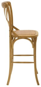 Σκαμπό μπαρ Reid ξύλο sonoma-έδρα καφέ rattan 45x52x116 εκ.