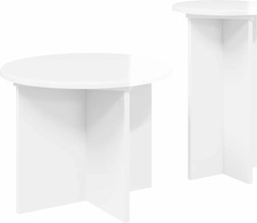 vidaXL Σετ βοηθητικά τραπεζάκια με αποθήκευση 2 pcs Γυαλιστερό Λευκό