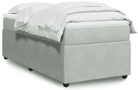 vidaXL Κρεβάτι Boxspring με Στρώμα Ανοιχτό Γκρι 90x200 εκ. Βελούδινο