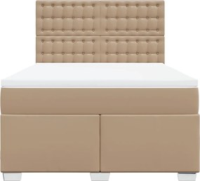 vidaXL Κρεβάτι Boxspring με Στρώμα Καπουτσίνο 140x200εκ.από Συνθ.Δέρμα