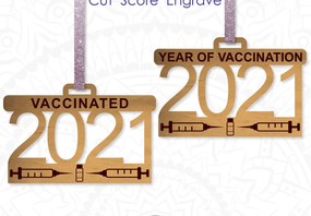 Σετ των 3 Intra απο ξύλο plywood 3mm-4mm πάχος 2021 Vaccine Ornament Δίασταση 8x8 cm INTRAFABR-12132556