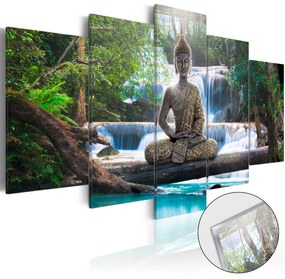 Πίνακας σε ακρυλικό γυαλί - Buddha and Waterfall [Glass] - 100x50