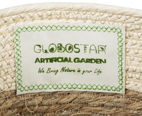 GloboStar® Artificial Garden KALYMNOS 20329 Διακοσμητικό Πλεκτό Καλάθι - Κασπώ Γλάστρα - Flower Pot Μπεζ με Καφέ Φ25cm x Υ22cm