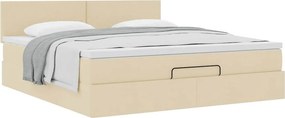 vidaXL Οθωμανικό κρεβάτι με στρώμα Cream 180x200cm ύφασμα