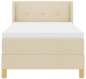 vidaXL Κρεβάτι με Ελατήρια με στρώμα Κρεμ 90 x 190 cm ύφασμα
