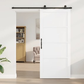 vidaXL συρόμενη πόρτα με σετ υλικών Λευκή 93x211 εκ Συμπαγές Ξύλο Πεύκου