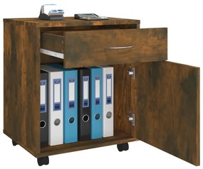vidaXL Ντουλάπι Με Ροδάκια Καπνιστή Δρυς 45x38x54 εκ. Επεξεργ. Ξύλο