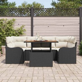 vidaXL Σετ Καναπέ Κήπου 7 pcs Μαύρο και κρεμ 100 x 55 x 73 εκ